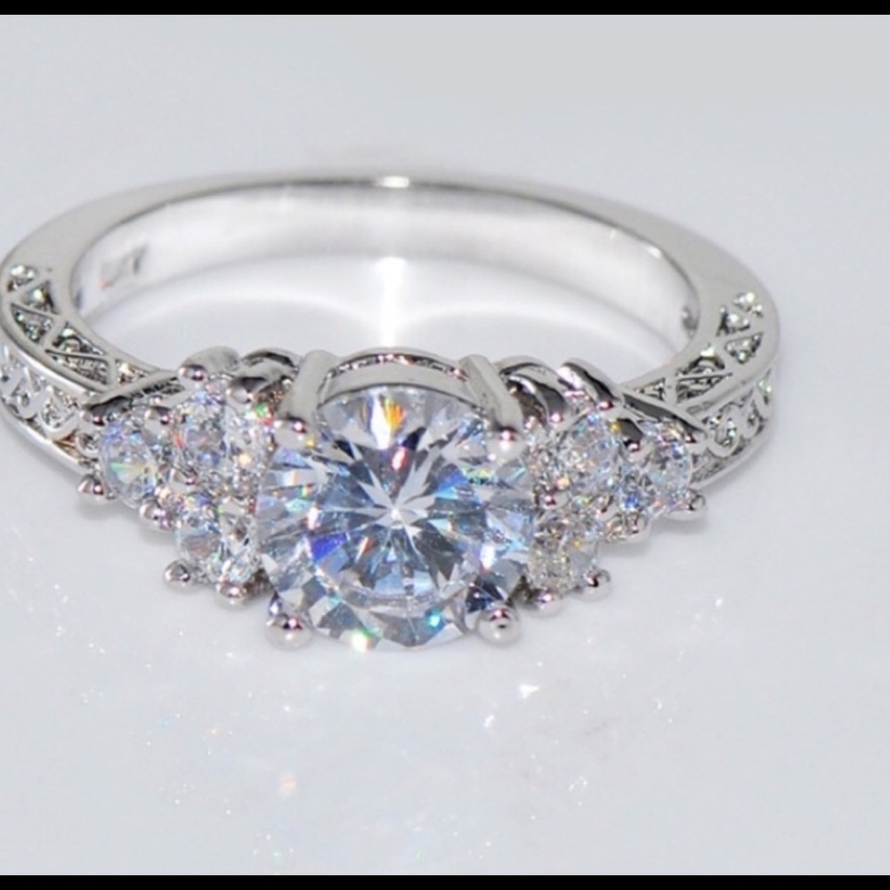 .925 Sterling Silver 5 Carat White Sapphire Ring